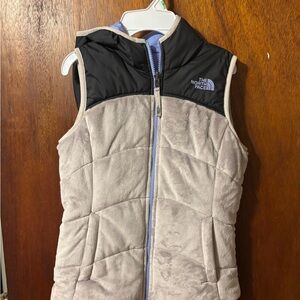 The North Face Reversible Black, Purple, and Cream Quilted Vest